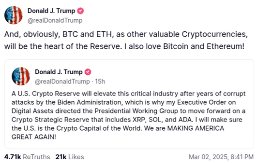 trump crypto reserves solana ripple cardano 3